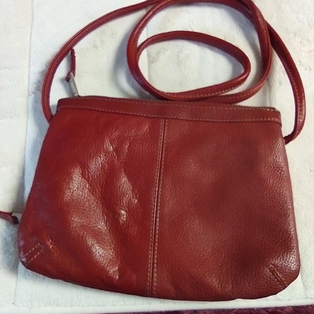 Tignanello Womens Purse Red Leather Crossbody Bag